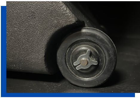 Transport case has easy roll rubber wheels