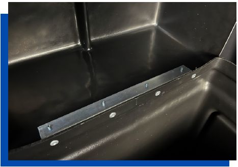 Transport case has triple bolted hinges keep lids tightly closed and attached